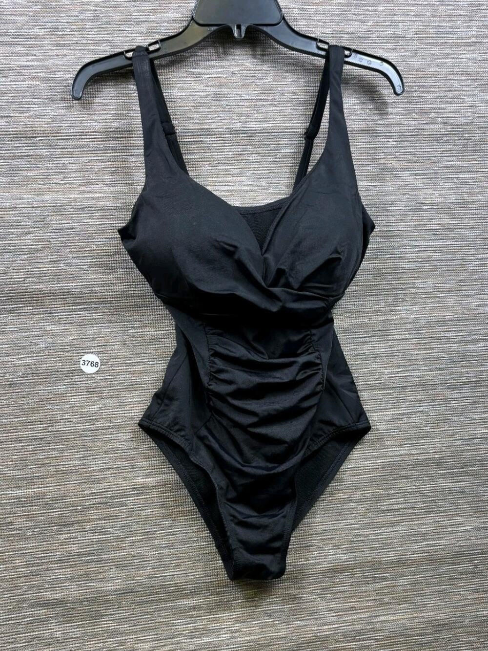 Swimsuits For All Black One Piece Swimsuit Ruched Tummy Control Womens Size 8